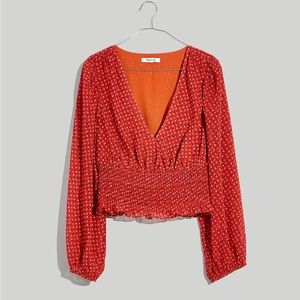 Madewell Julianne smocked waist top size L
